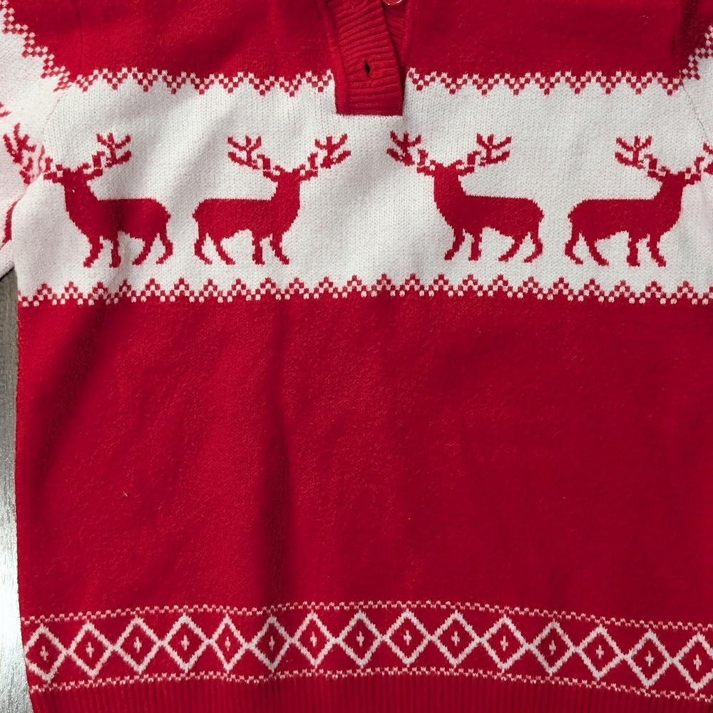 Red and White Reindeer Kid's Sweater Size 12 - Picture 3 of 4